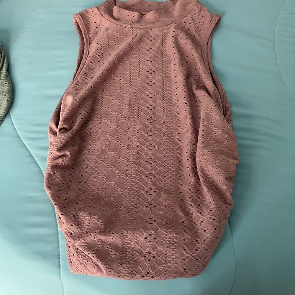 Ruched Pink Sleeveless Tank Top